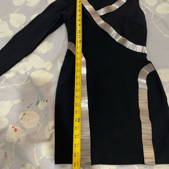 Chic Asymmetrical Black Dress with Silver Accents by Functional - Picture 3 of 6